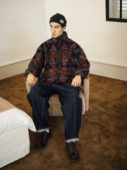 ナバホ柄 厚手フリースジャケット