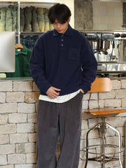 ヴィンテージ襟付きフリースポロスウェット