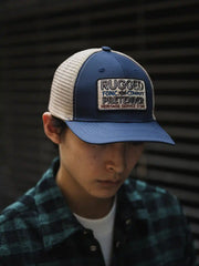 メッシュ刺繍ネイビートラッカーハット