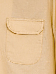 アイビー調 コットンリネン混紡 オープンカラー長袖シャツ