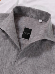 フレンチリネン一片襟スキッパーシャツ