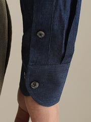 イタリアンカラースリムデニムシャツ