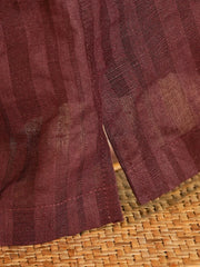 リネンブレンドテクスチャード開襟シャツ