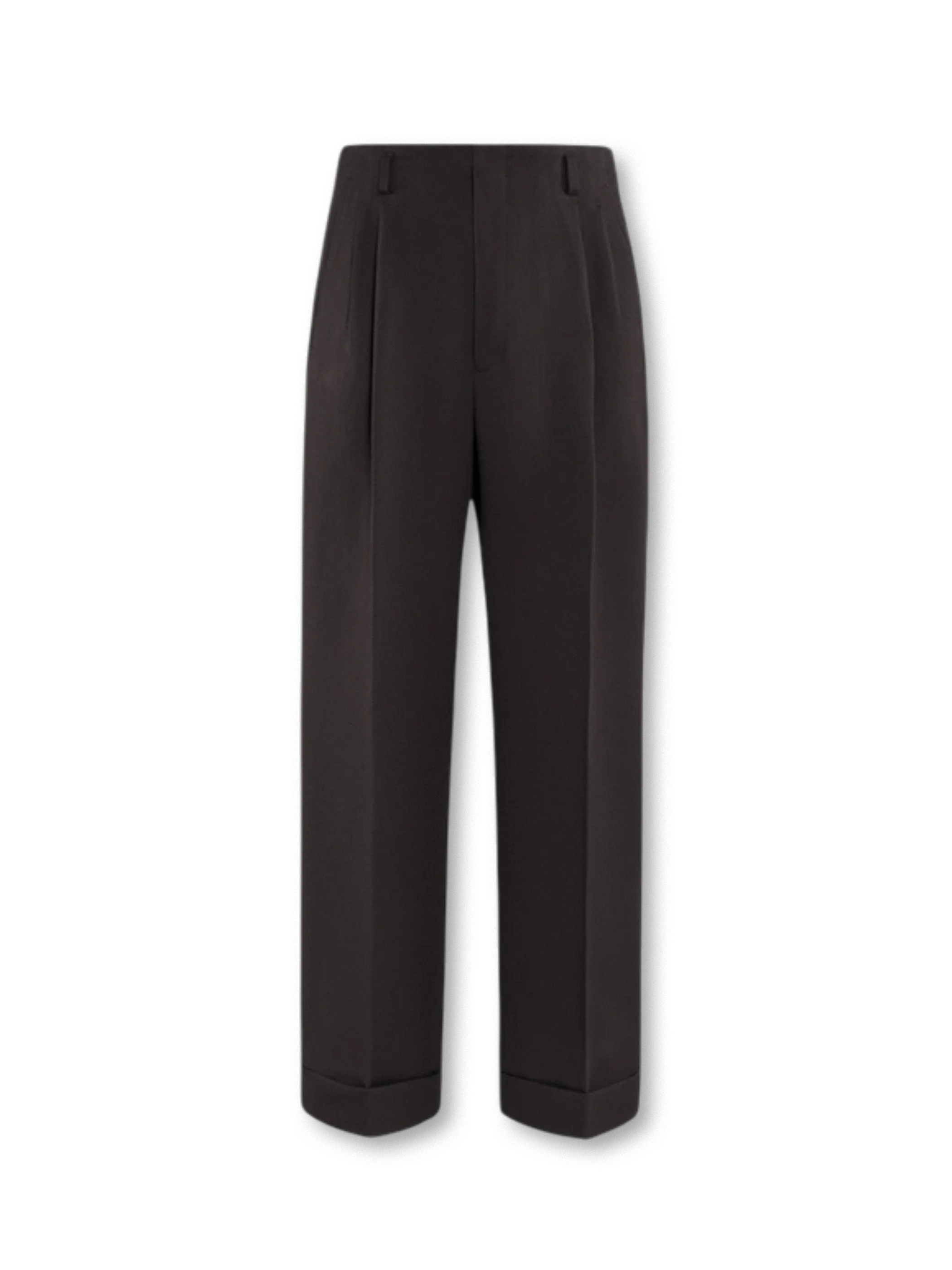 グレージュの高腰ワイドストレートヘビーウェイトパンツ