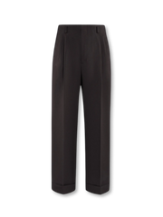 グレージュの高腰ワイドストレートヘビーウェイトパンツ