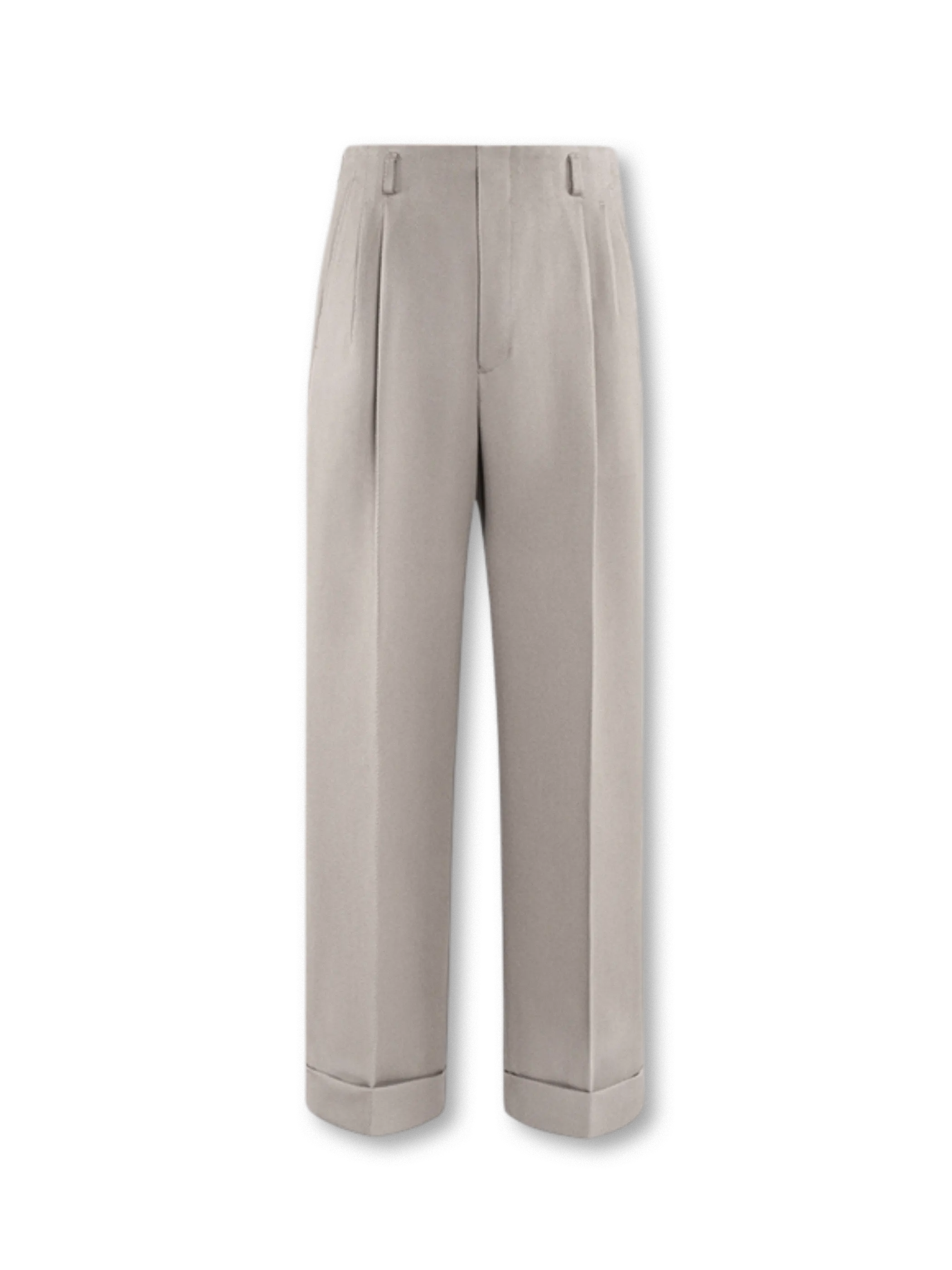 グレージュの高腰ワイドストレートヘビーウェイトパンツ