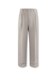 グレージュの高腰ワイドストレートヘビーウェイトパンツ