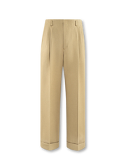 グレージュの高腰ワイドストレートヘビーウェイトパンツ