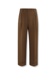 グレージュの高腰ワイドストレートヘビーウェイトパンツ