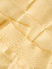 ロングステープルコットン 格子編みクルーネック半袖ニット