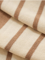 リラックスフィット ストライプジップニットポロ