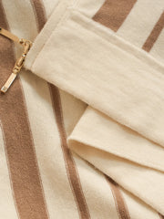 リラックスフィット ストライプジップニットポロ