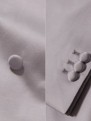 光沢混紡ノーカラージャケット&ダブルプリーツパンツセット