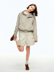 アウトドア撥水フーデッドナイロンジャケット