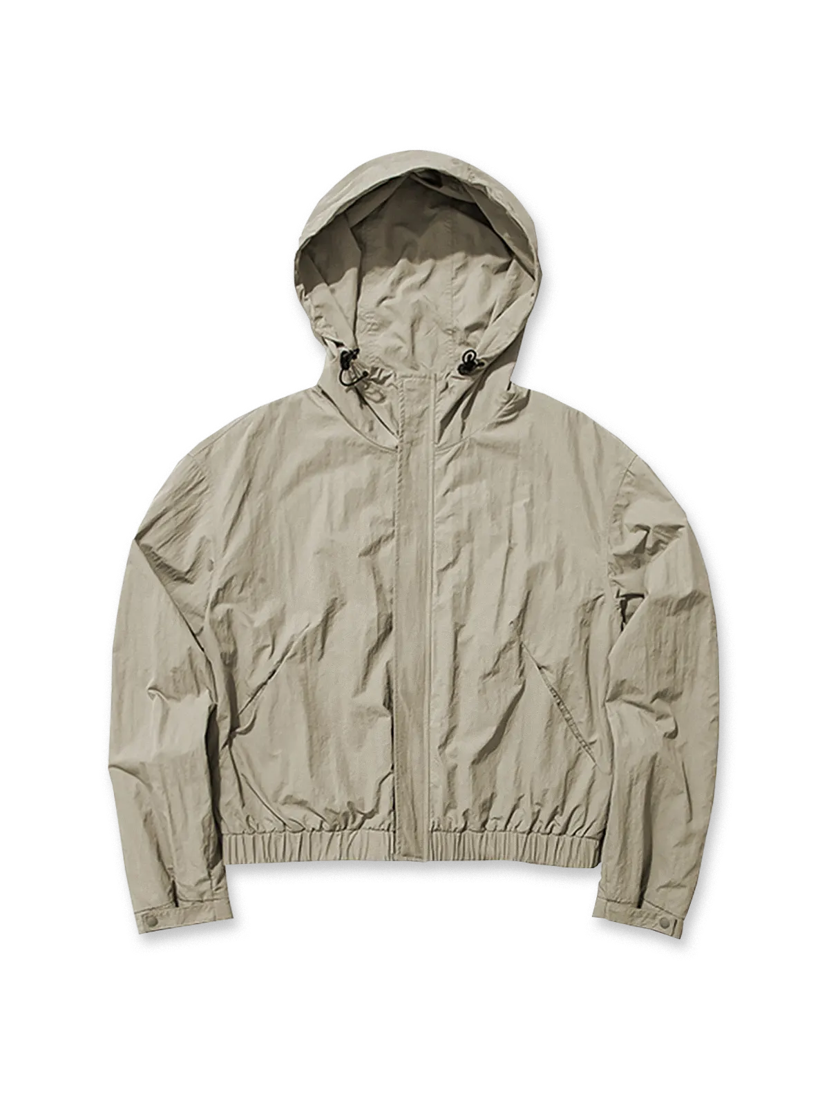 フーデッドナイロンジャケットの正面・背面を並べたイメージ