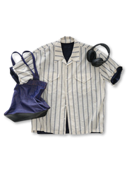 カラーブロックストライプキューバカラーシャツ