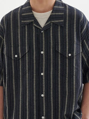 カラーブロックストライプキューバカラーシャツ