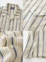 カラーブロックストライプキューバカラーシャツ