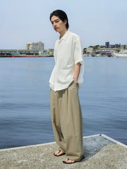 コットンアイレットオープンカラーシャツ