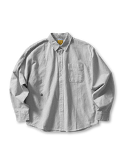 ミニ刺繍入り ストライプオックスフォードシャツ