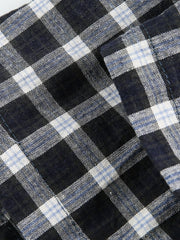 取り外し可能フード付き チェックショートスリーブシャツ