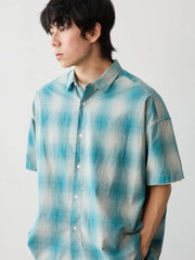 グラデーションチェック ワイドシルエット半袖シャツ