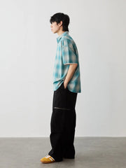 グラデーションチェック ワイドシルエット半袖シャツ