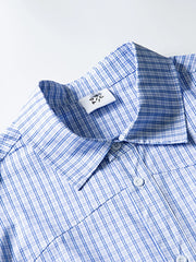 パッチワークチェックオープンカラーシャツ