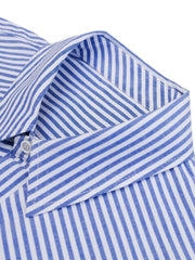 ブルーストライプパッチワークオックスフォードシャツ