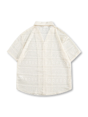 レース風 透かし編み キューバシャツ