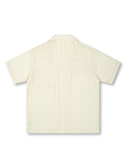 ホールガーメント麦穂柄オープンワークシャツ