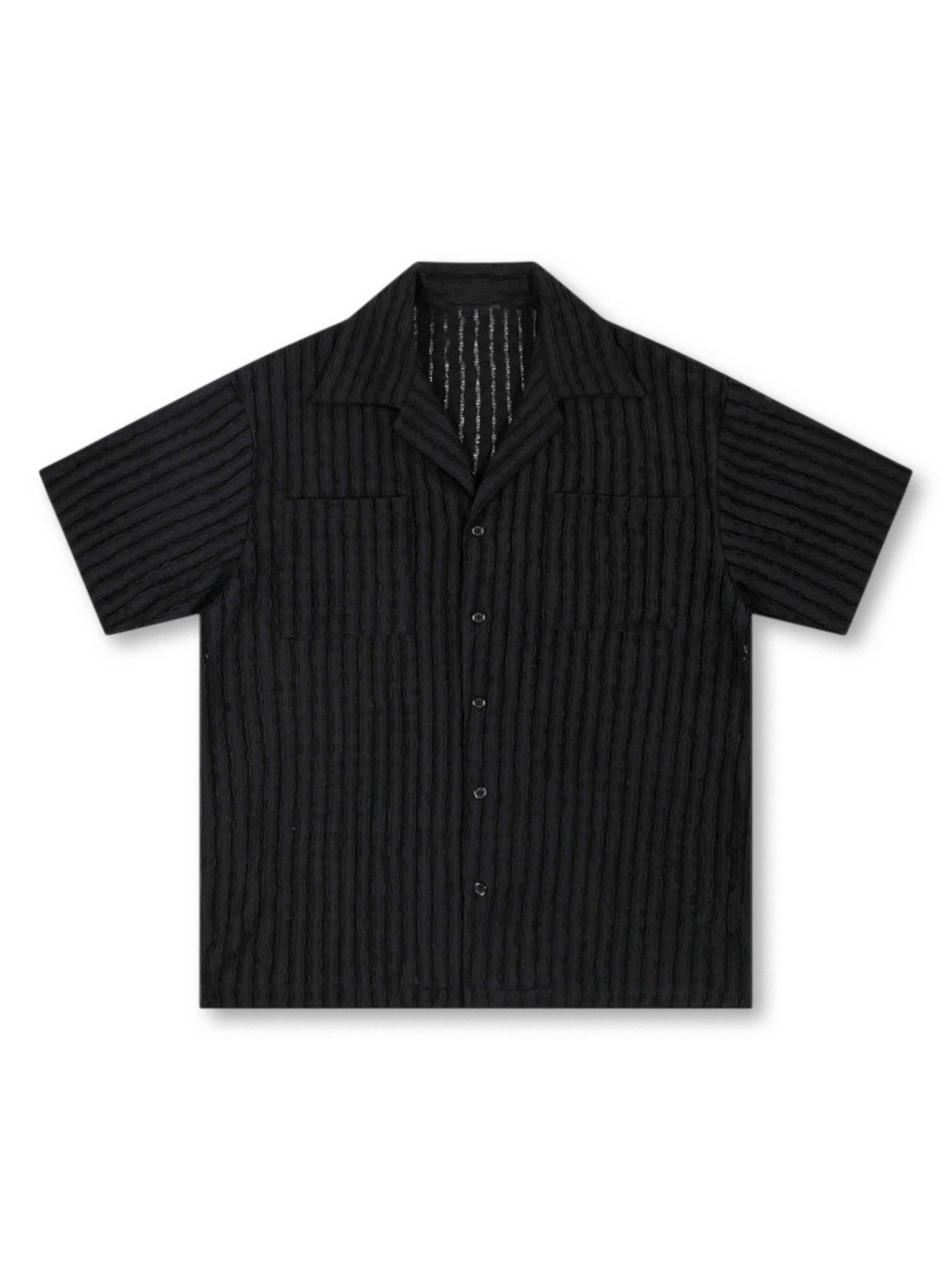 ホールガーメント麦穂柄オープンワークシャツ全体像