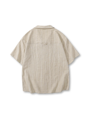 リネンジャガードオープンカラーシャツ正面