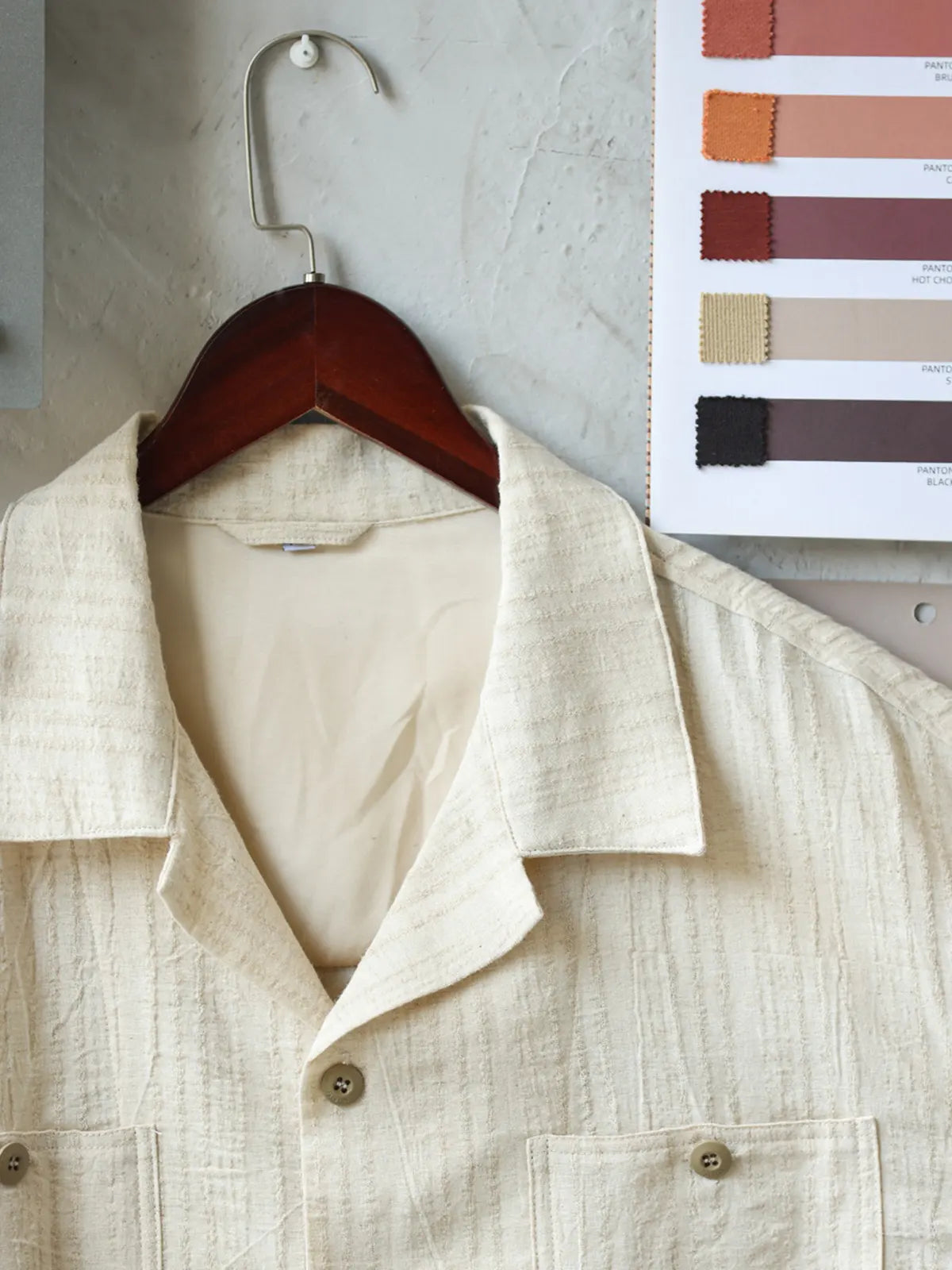 リネンジャガードオープンカラーシャツ正面