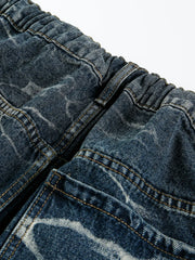 デニム 七分丈カーゴショーツ