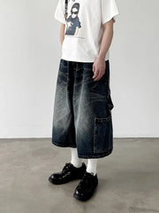 デニム 七分丈カーゴショーツ