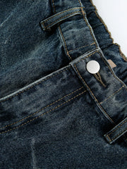 デニム 七分丈カーゴショーツ