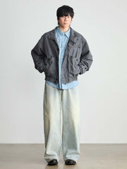 コーデュロイ多ポケット開襟ジャケット