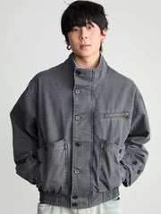 コーデュロイ多ポケット開襟ジャケット