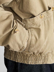 コーデュロイ多ポケット開襟ジャケット