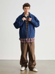 ウォッシュドデニムジップアップカラージャケット