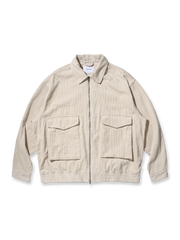 コーデュロイ多ポケット開襟ジャケット