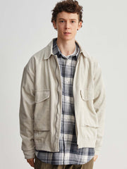 コーデュロイ多ポケット開襟ジャケット