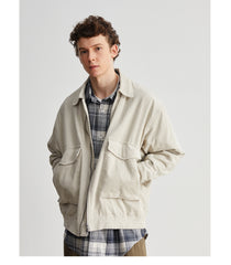 コーデュロイ多ポケット開襟ジャケット