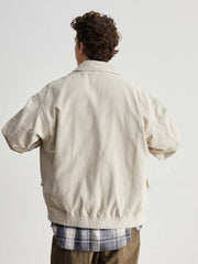 コーデュロイ多ポケット開襟ジャケット