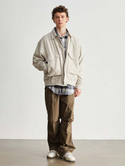 コーデュロイ多ポケット開襟ジャケット