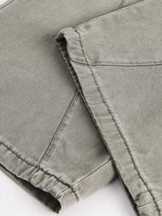 ヴィンテージ風ウォッシュ加工多ポケットカジュアルパンツ