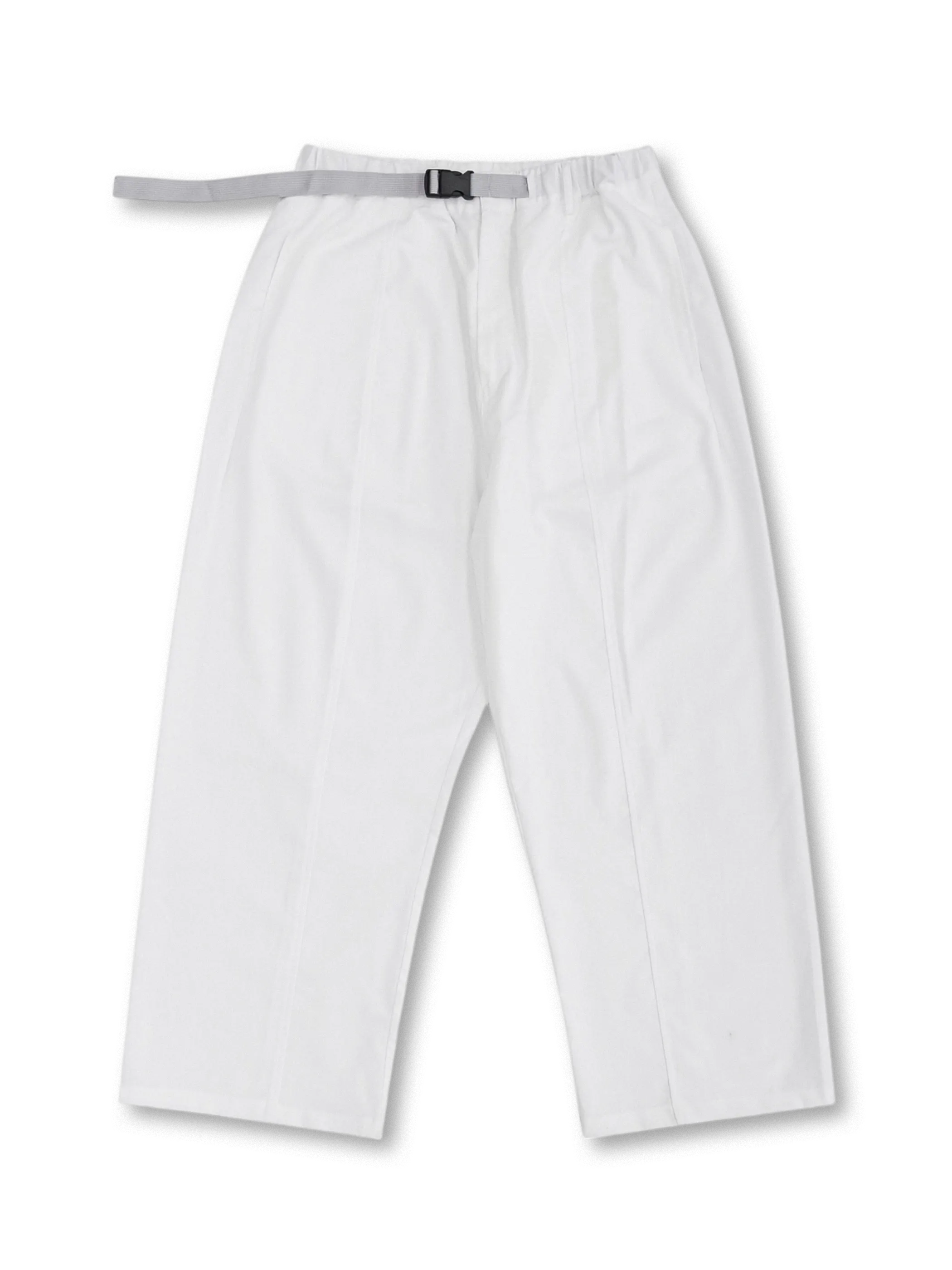 フロント全体のリネンコットンタックワイドパンツ