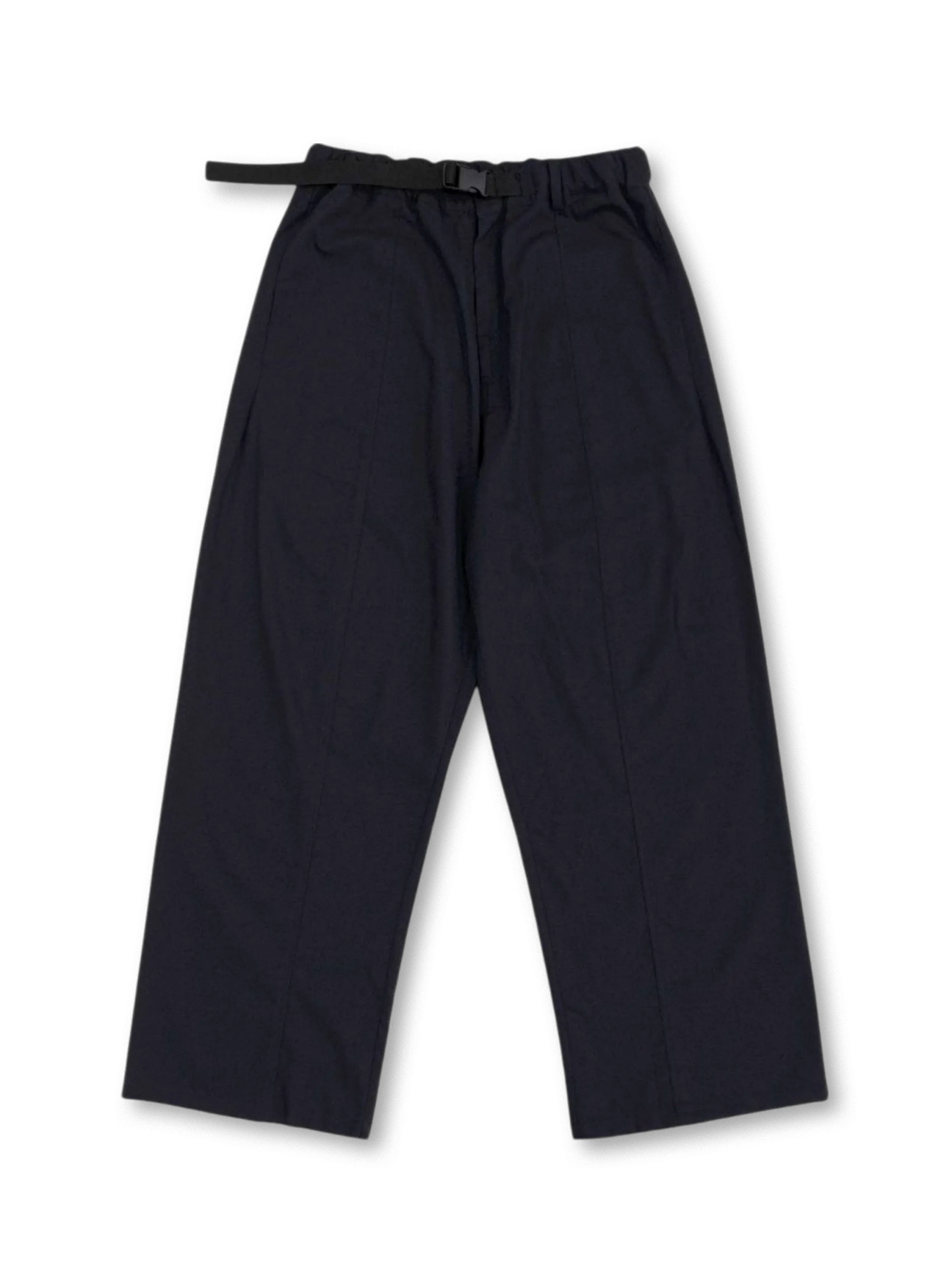 フロント全体のリネンコットンタックワイドパンツ