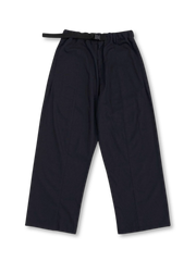 フロント全体のリネンコットンタックワイドパンツ